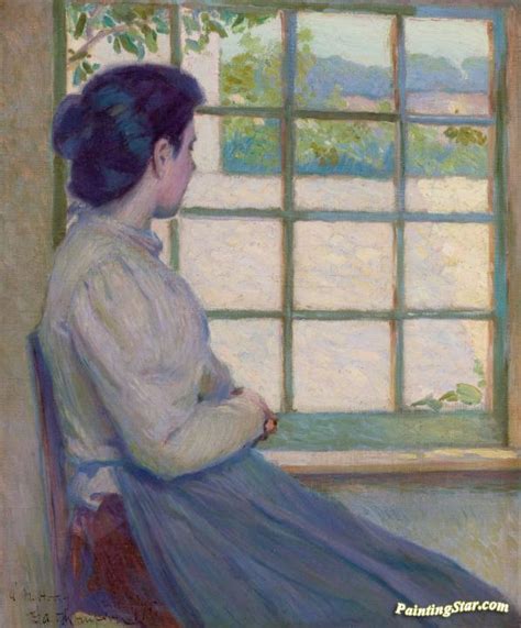 Woman Looking Out A Window Artwork By George Albert Thompson Oil