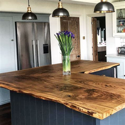 Live Edge Worktop Island By Earthy Timber Wood Countertops Kitchen