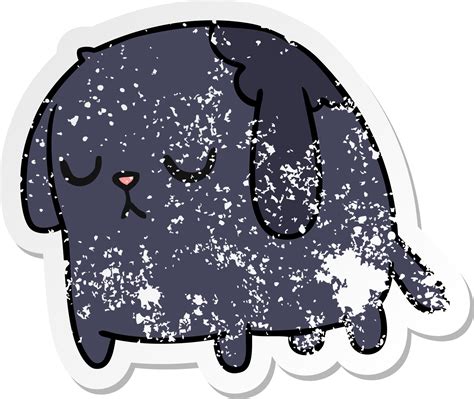 Distressed Sticker Cartoon Of Cute Sad Kawaii Dog 45293204 Png