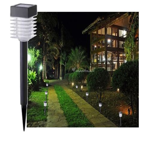 Kit 6 Luminária Jardim Poste Solar Balizador Pvc Torre 40cm R 139 00