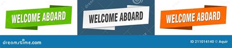 Welcome Aboard Banner. Welcome Aboard Ribbon Label Sign Set Stock Vector - Illustration of ...