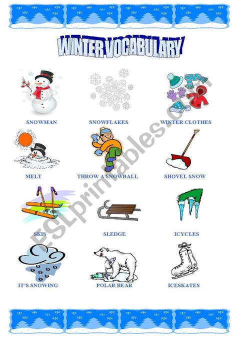 WINTER VOCABULARY - ESL worksheet by reniag