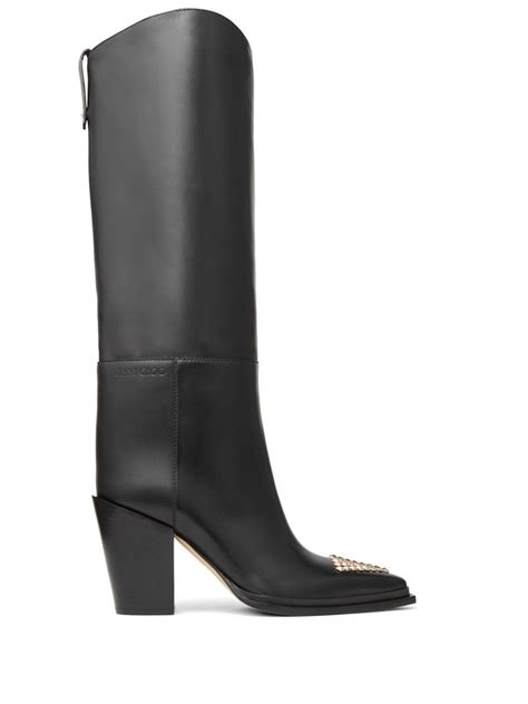 Jimmy Choo Cece 80mm Stud Embellished Boots Black Farfetch