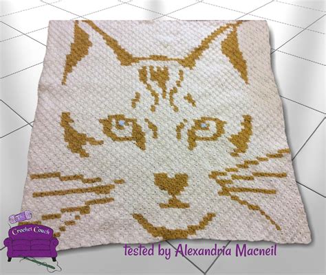 Cat Face Small Afghan C C Crochet Pattern Written Row By Row Color