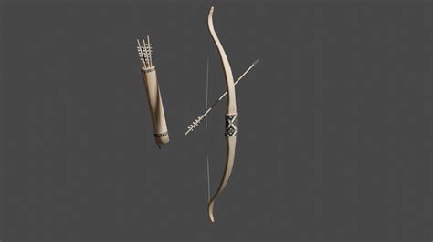 Artstation Bow And Arrows With Quiver Low Poly 3d Model Game Assets