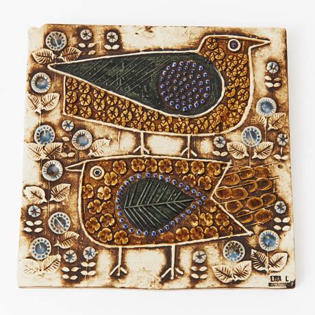 Lisa Larson Wall Relief Stoneware Birds Stamped Lisa L Gustavsberg