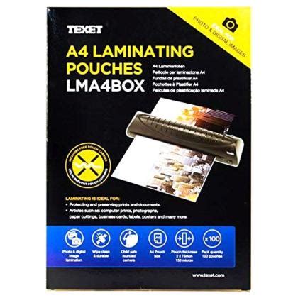 Texet A Laminating Pouches Microns Pack Of White