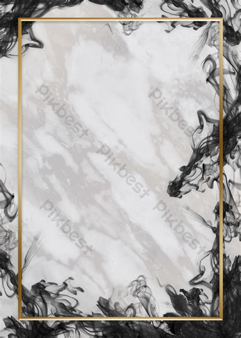 Ink Smudge Black Smudged Golden Border Marble Texture Background PSD