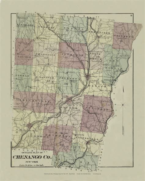 Chenango County, New York 1875 - Old Town Map Reprint - Chenango Co ...