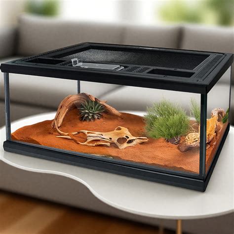 CHAIREZ Glass Reptile Terrarium 12X8x6in For Tarantulas & Geckos - Full
