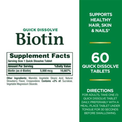 Natures Bounty Biotin 5000 Mcg Quick Dissolve Tablets 60 Ct Smiths