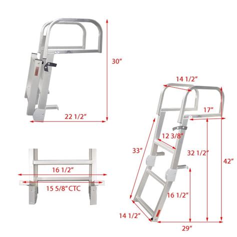 Harris Kayot 3 Step 42 Inch Aluminum Pontoon Boat Folding Ladder