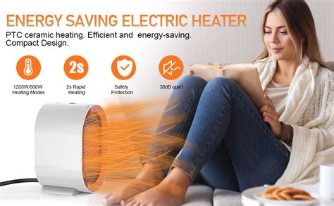 Diswoe Electric Heater Fan Heater Energy Saving 1200W Ceramic Fan