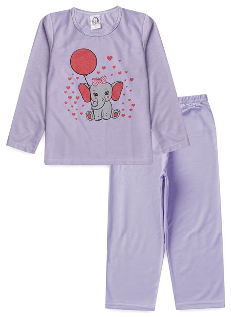 Kit 2 Pijamas Infantil Manga Longa Menina