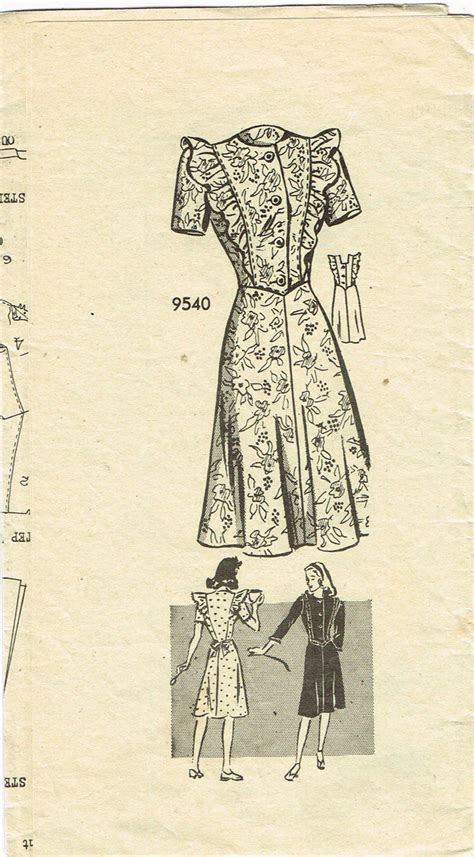 1940s Vintage Marian Martin Sewing Pattern 9540 Misses Flirty Wwii Dre Vintage4me2