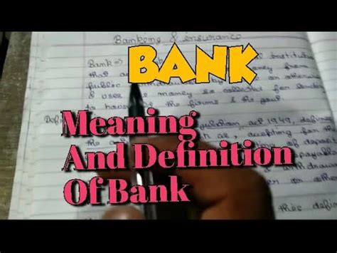 WHAT IS BANK// / BANK / /MEANING AND DEFINITION OF BANK. - YouTube