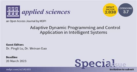 Applied Sciences Special Issue Adaptive Dynamic Programming And