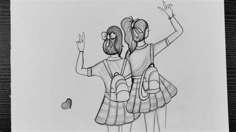 2 Best Friends Drawing Easy Friendship Day Drawing Easy