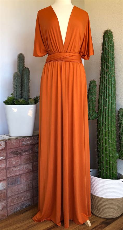 Pumpkin Spice Bridesmaid Dress Custom Lengths Convertible Dress