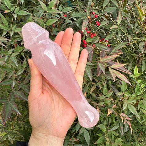 7 2 Double Ended Rose Quartz Yoni Wand Crystal Dildo Massage Wand Etsy