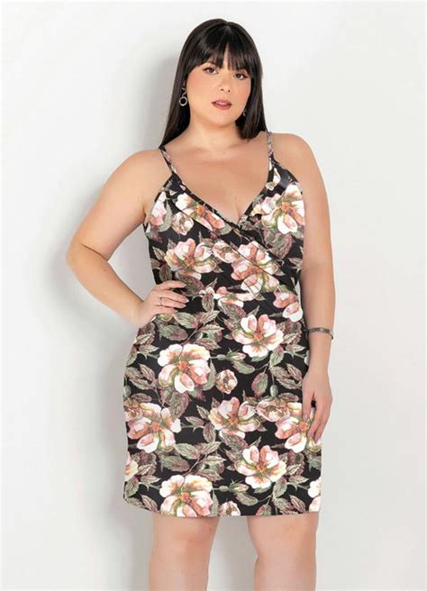 Vestido Floral Decote Transpassado Plus Size Marguerite