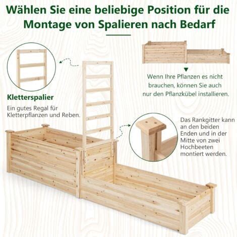 COSTWAY Hochbeet Mit Rankgitter Blumenkasten Mit Spalier Pflanzkasten