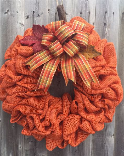 Burlap Pumpkin Wreath Pumpkin Wreath Fall Pumpkin Wreath Etsy