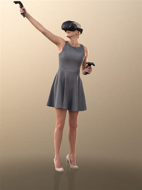 Ina Elegant Woman Wearing Vr Headset D Model By Dpeople