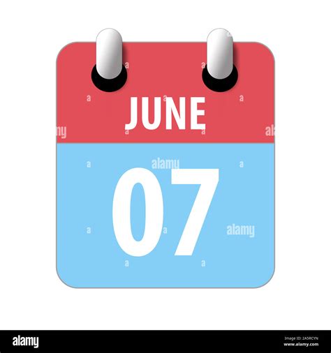 June 7th Day 7 Of Month Simple Calendar Icon On White Background