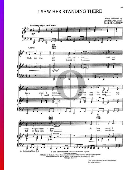 I Saw Her Standing There The Beatles Piano Sheet Music OKTAV