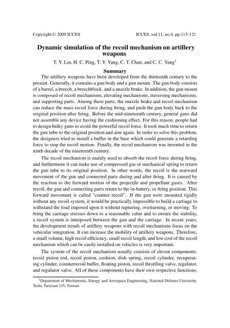 Dynamic simulation of the recoil mechanism on ... - TechScience