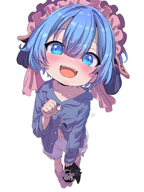 Safebooru 1boy D Absurdres Blue Eyes Blue Hair Blue Pajamas Blush Center Flap Bangs Character