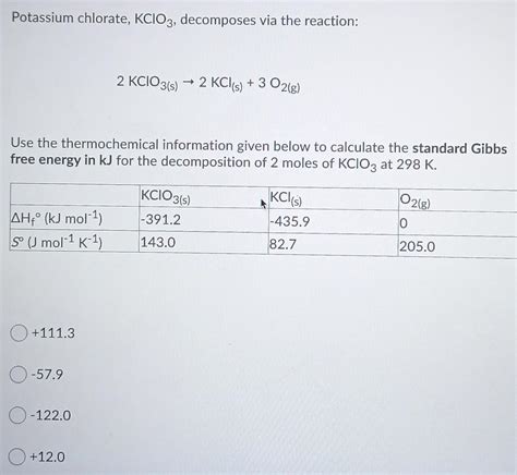 Solved Potassium Chlorate Kcio Decomposes Via The Chegg