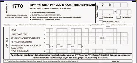 Formulir Terbaru Spt Tahunan Pph Orang Pribadi Tahun Pajak Kuat