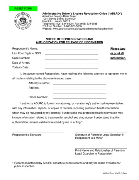 Ad Dui Form 42 Fill Out Sign Online And Download Fillable Pdf