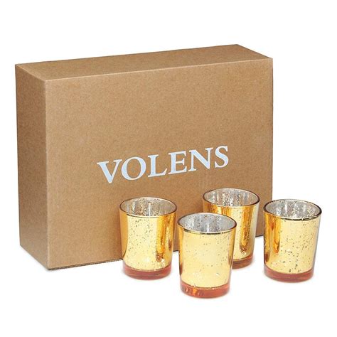 Volens Gold Votive Candle Holders Bulk Mercury Glass Tealight Candle