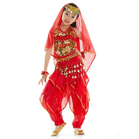 Child Belly Dance Costume Performance Dance Wear Kids Full 5pcs Set