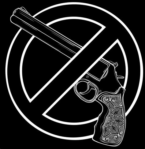 Premium Vector Prohibition No Gun Round Sign Isolated On Black