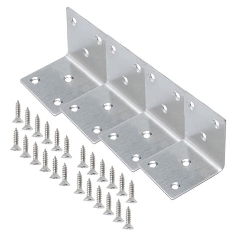 Uxcell 4pcs 50x50mm Stainless Steel L Shaped Angle Brackets With Screws