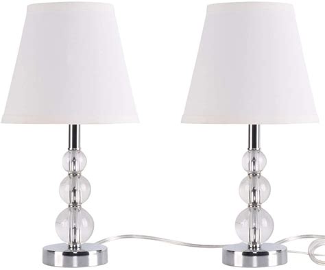 Modern Stacked Crystal Ball Table Lamp Set Of 2 Clear Crystal Bedside