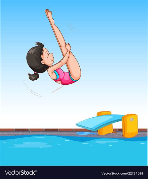 Girl diving into pool Royalty Free Vector Image