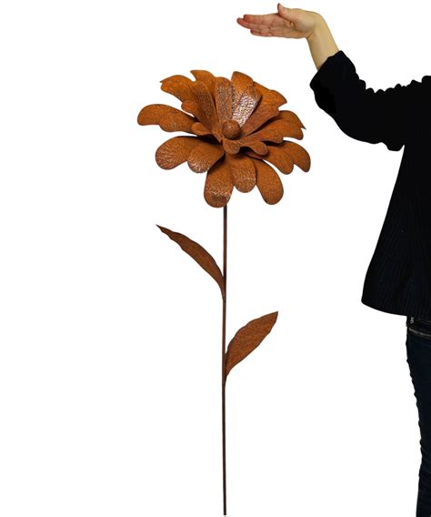 Rost Gartenstecker Blume Dalia mit einer XXL Blüte Höhe 120 cm 2114