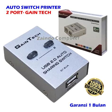 Jual AUTO SWITCH PRINTER 2 PORT GAIN TECH USB SHARING SWITCH PRINTER