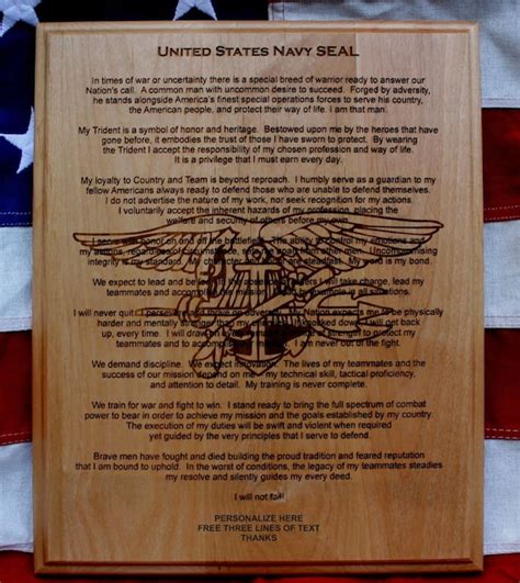 Personalized U.S. Navy Seal Creed Plaque solid wood 10.5 x 13