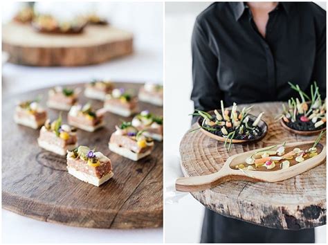 Elegantly plated canapes, served on rustic wooden boards. | Canapes ...