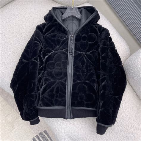 Louis Vuitton Reversible Flower Monogram Shearling Hoodie Billionairemart