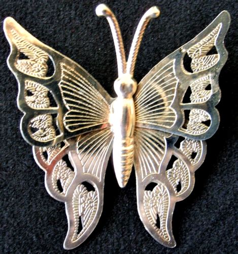 Vintage Silver Tone Filigree Figural Butterfly Insect Brooch Pin