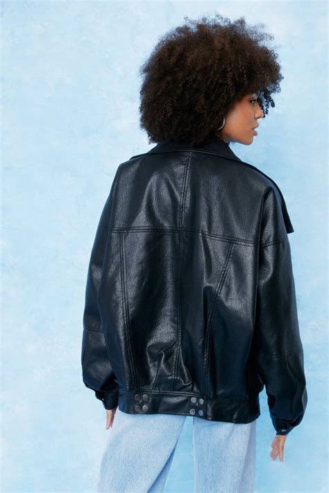 Oversized Drop Sleeve Faux Leather Jacket Nasty Gal Oversized Silhouette Discount Shopping