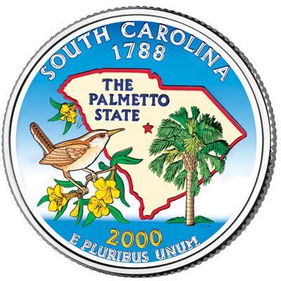 Colorized South Carolina Statehood Quarter South Carolina