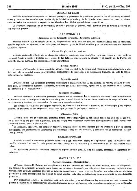 Ley De 17 De Julio De 1945 De Educación Primaria Boe Del 18 De Julio By Alberto Sacido Issuu